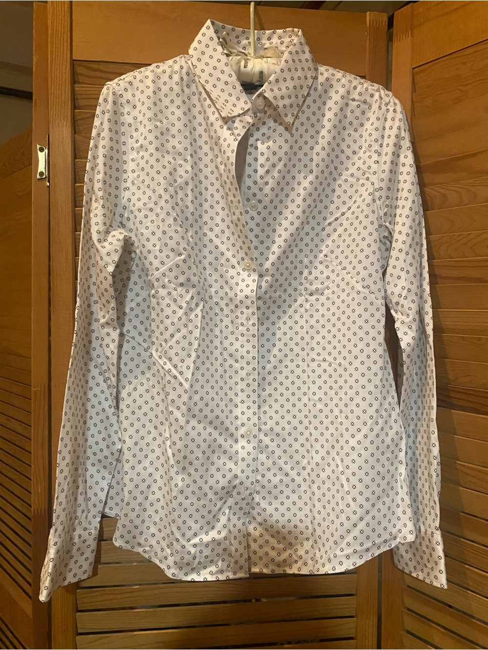 Banana Republic White Dress Shirt with Navy Dot Pattern